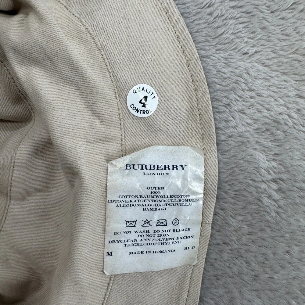Vintage Burberry London Bucket Hat Tartan‎ Plaid Womens M Beige Preowned Cotton